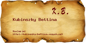 Kubinszky Bettina névjegykártya
